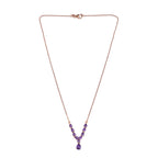 Rose De France Amethyst Collier, ca. 45 cm, 925 Silber Roségold Vermeil ca. 3.82 ct