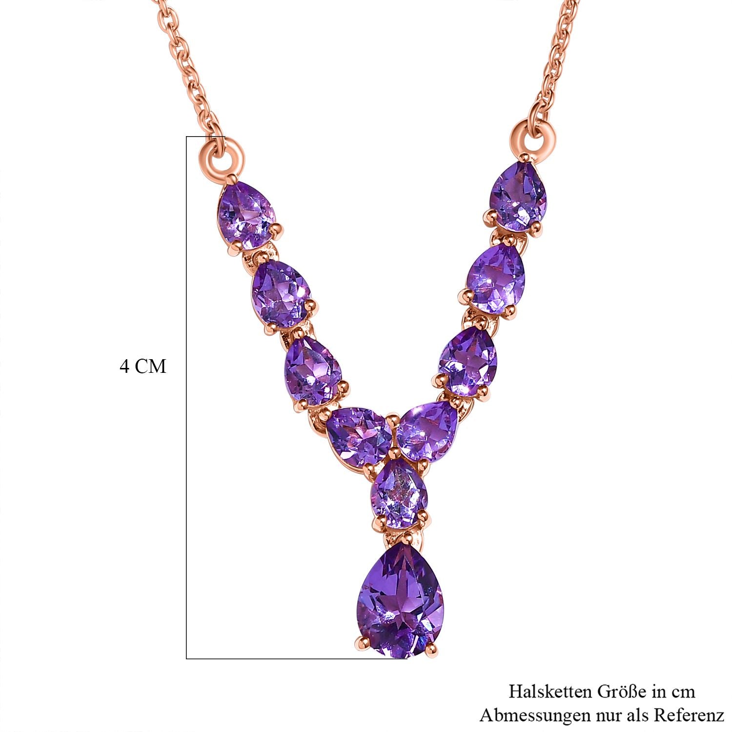 Rose De France Amethyst Collier, ca. 45 cm, 925 Silber Roségold Vermeil ca. 3.82 ct
