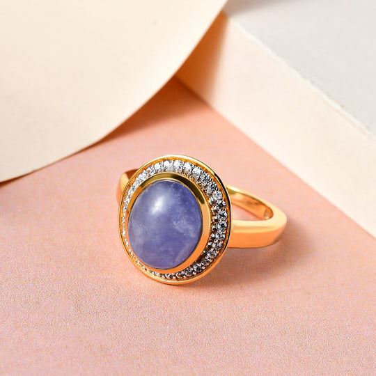 Natürlicher Hackmanit und weißer Zirkon-Ring, 925 Silber Gelbgold Vermeil (Größe 20.00) ca. 3,49 ct