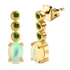 Natürliche, äthiopische Welo Opal und natürliche Chromdiopsid-Ohrringe, 925 Silber vergoldet ca. 1.42 ct