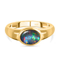 Boulder Opal Triplette Ring, 925 Silber vergoldet (Größe 17.00) ca. 0.94 ct