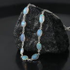 Natürliche, äthiopische Welo Opal Halskette, ca. 45 cm, 925 Silber ca. 3.34 ct