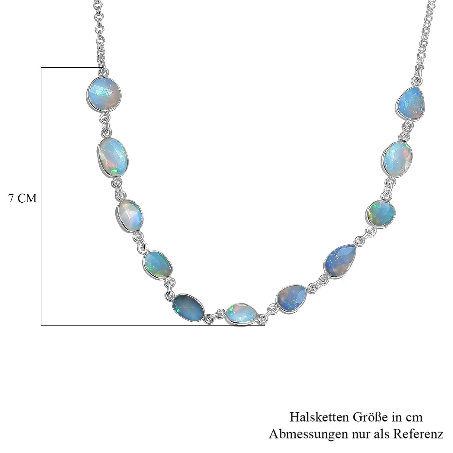 Natürliche, äthiopische Welo Opal Halskette, ca. 45 cm, 925 Silber ca. 3.34 ct