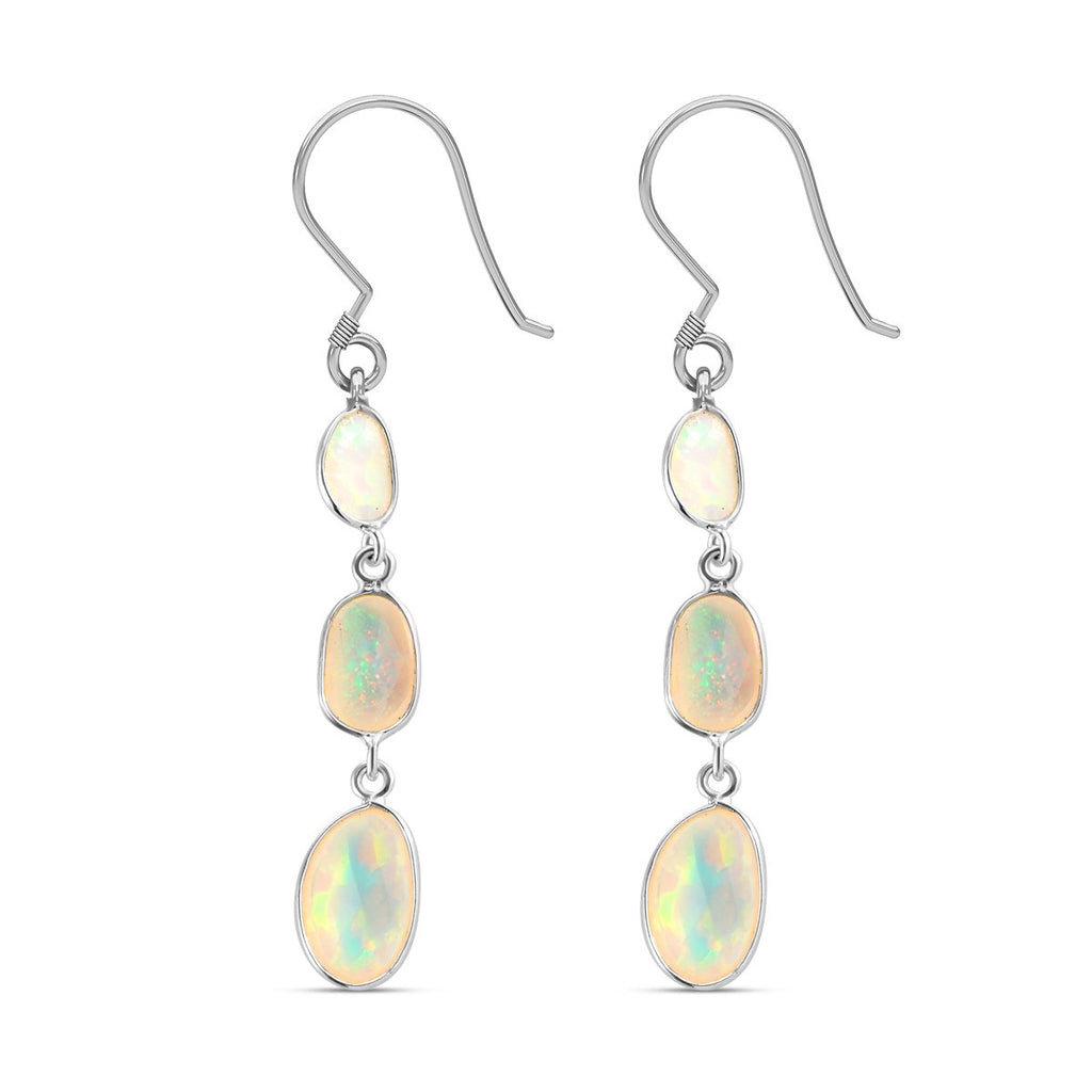 Natürliche, äthiopische Welo Opal Ohrringe, 925 Silber ca. 2.64 ct