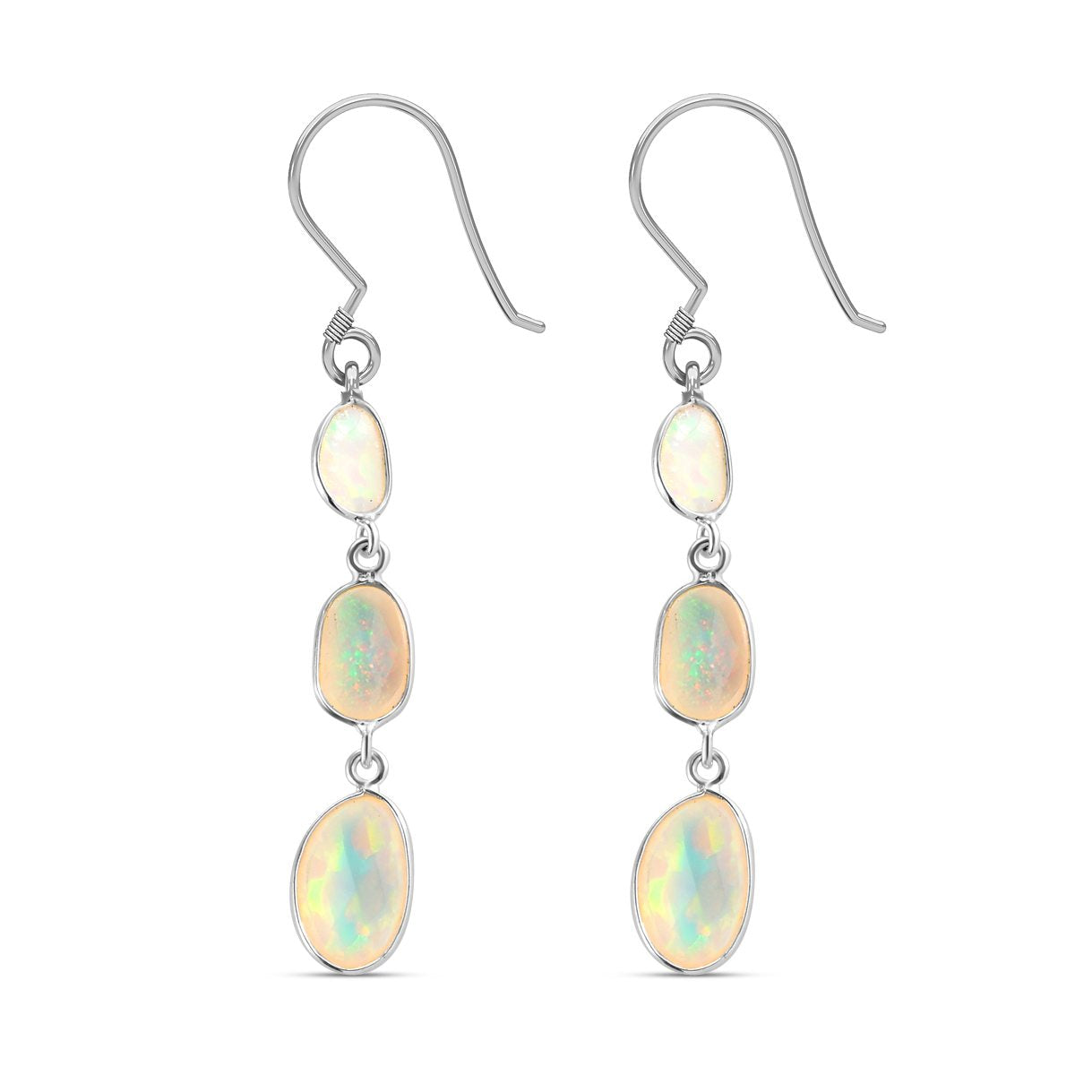 Natürliche, äthiopische Welo Opal Ohrringe, 925 Silber ca. 2.64 ct