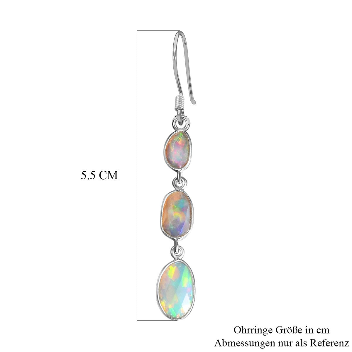 Natürliche, äthiopische Welo Opal Ohrringe, 925 Silber ca. 2.64 ct