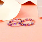 Rose de France Amethyst und weiße Zirkon Creolen, 925 Silber rosévergoldet ca. 5.73 ct