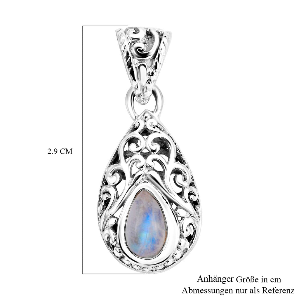 Royal Bali - Regenbogen Mondstein Anhänger, 925 Silber ca. 1.60 ct