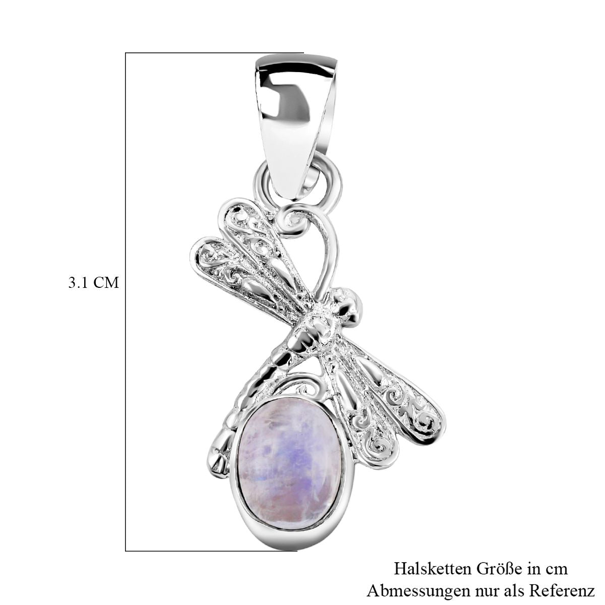 Royal Bali - Regenbogen Mondstein Anhänger, 925 Silber ca. 1.40 ct