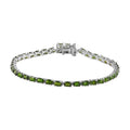 Natürliches Chromdiopsid Armband, ca. 20 cm, 925 Silber platiniert ca. 8,89 ct