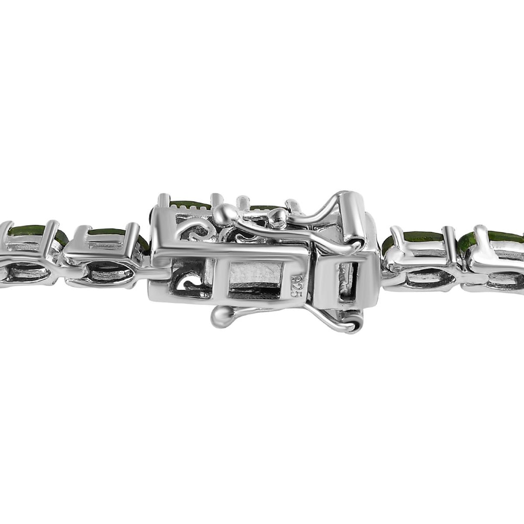 Natürliches Chromdiopsid Armband, ca. 20 cm, 925 Silber platiniert ca. 8,89 ct