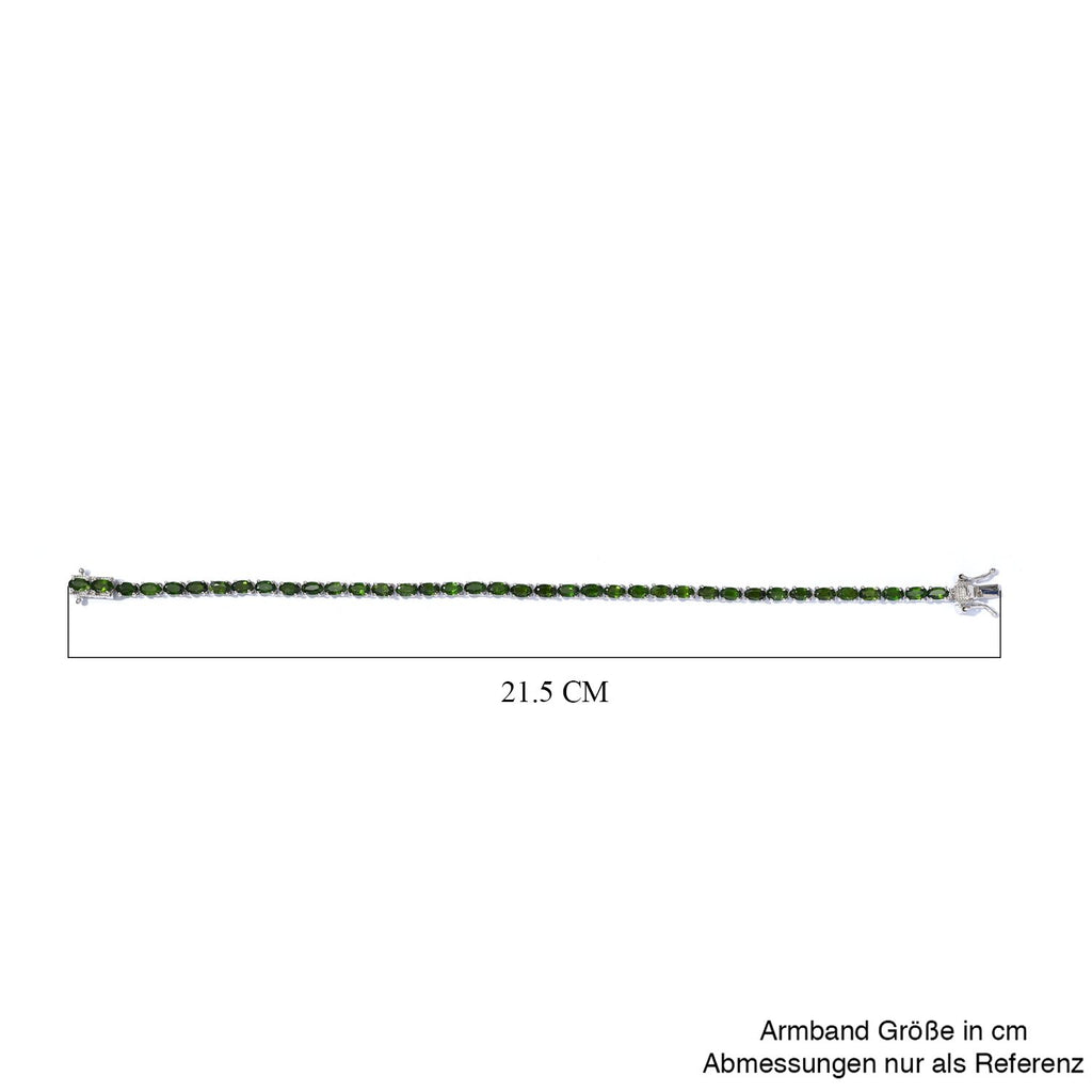 Natürliches Chromdiopsid Armband, ca. 20 cm, 925 Silber platiniert ca. 8,89 ct