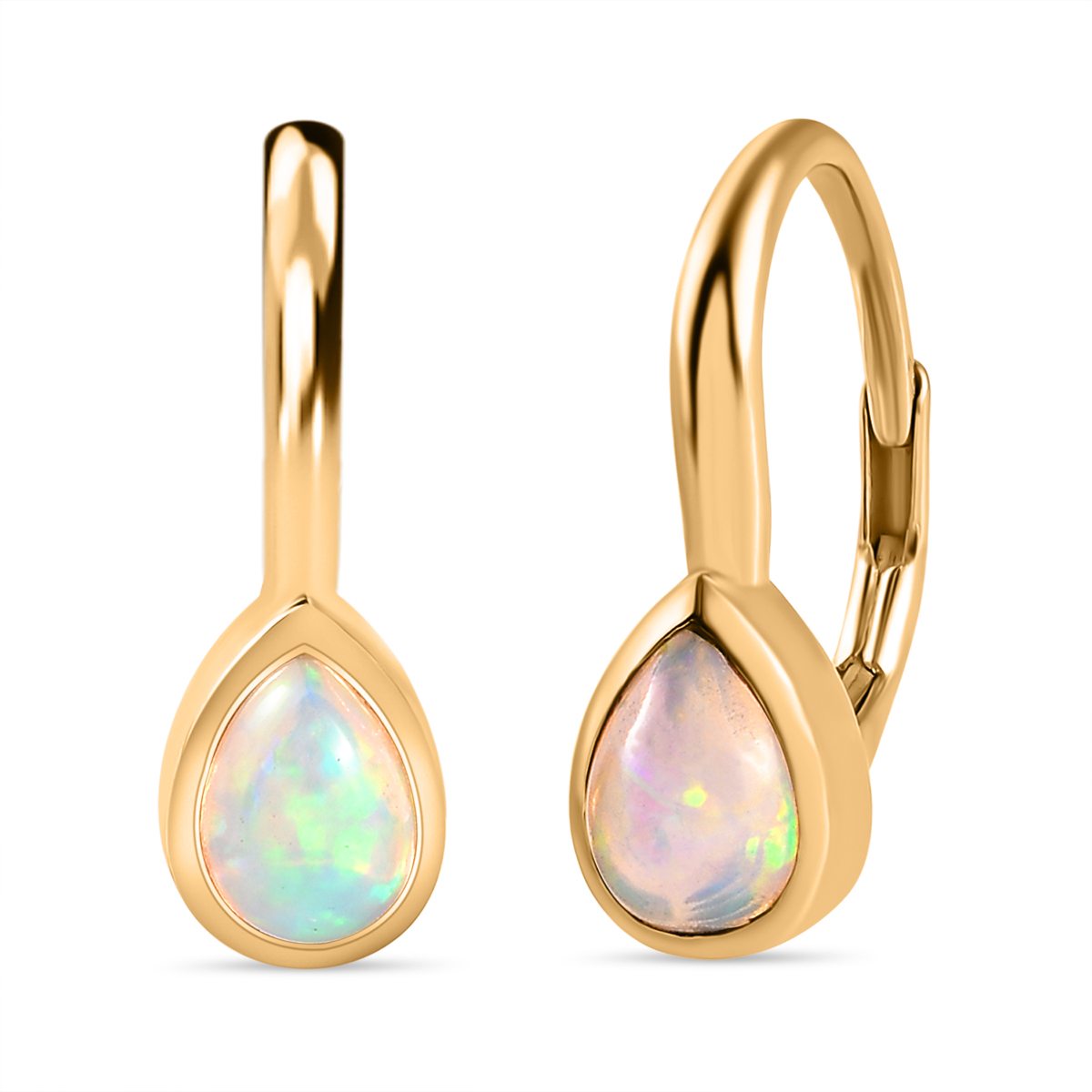Natürliche, äthiopische Welo Opal Ohrringe, 925 Silber vergoldet ca. 0.94 ct