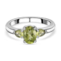 Natürlicher Peridot Ring, Edelstahl (Größe 16.00) ca. 3,06 ct