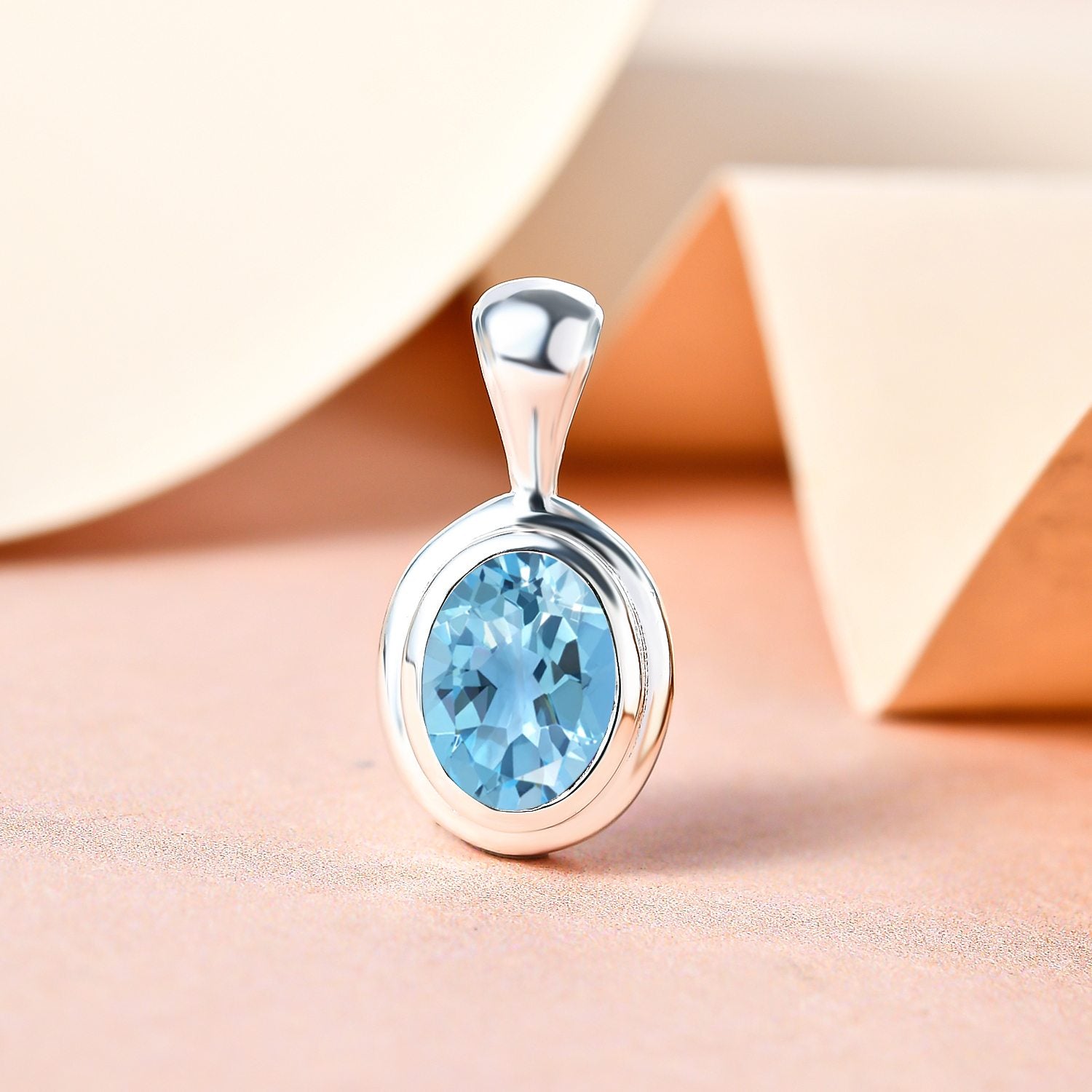 Himmelblauer Topas Anhänger, 925 Silber ca. 1.48 ct