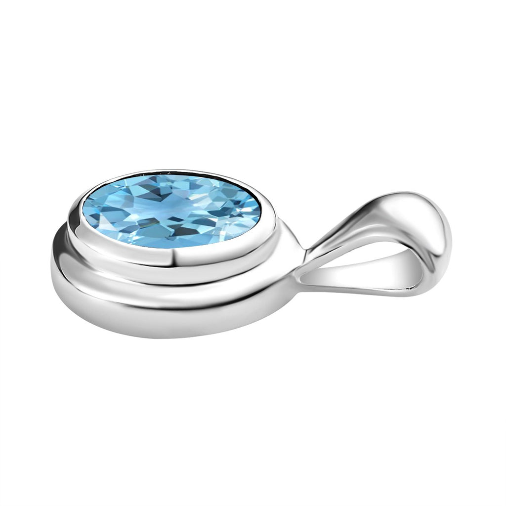 Himmelblauer Topas Anhänger, 925 Silber ca. 1.48 ct