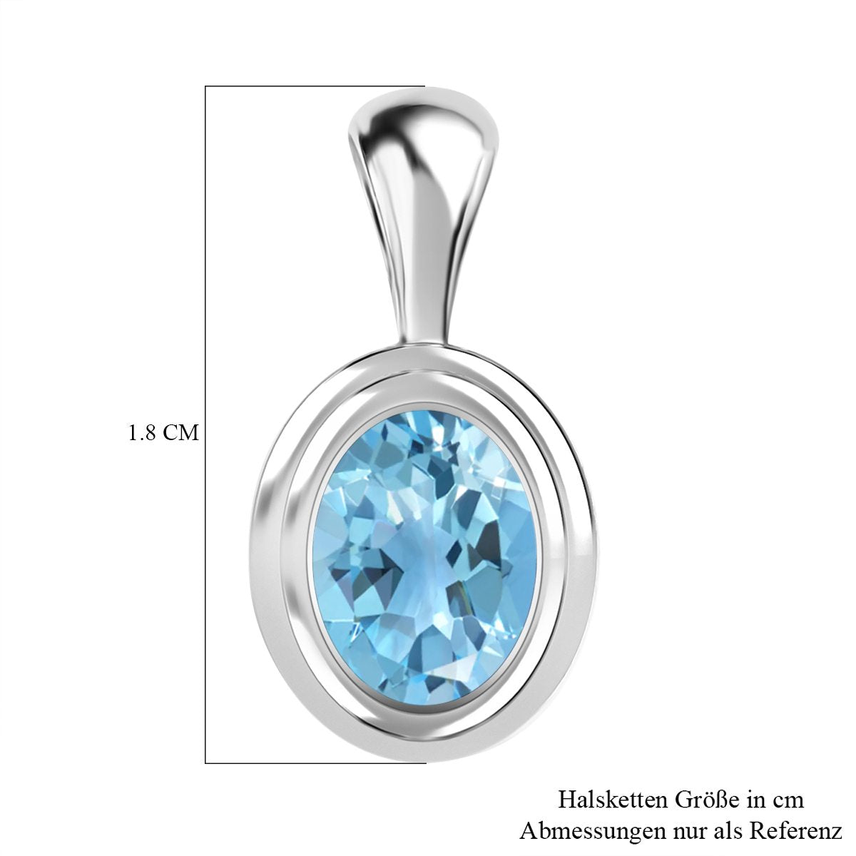 Himmelblauer Topas Anhänger, 925 Silber ca. 1.48 ct