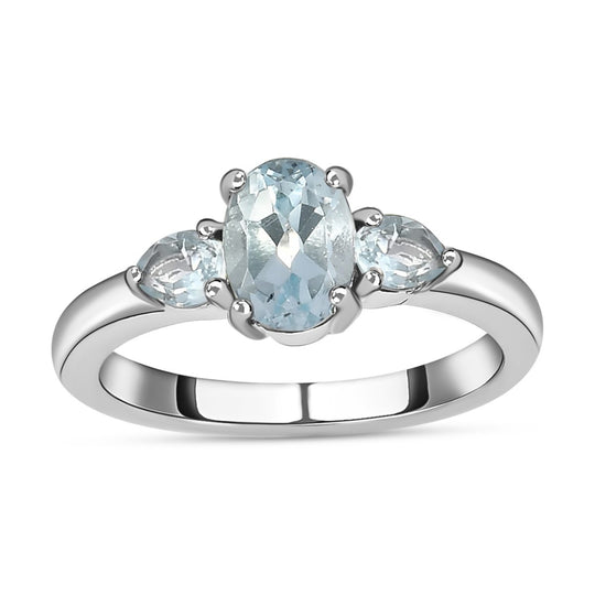 Himmelblauer Topas Ring, Edelstahl ca. 1,28 ct