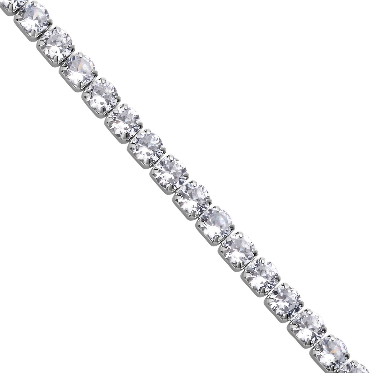 Weiße Zirkonia Halskette, ca. 38 cm, Edelstahl