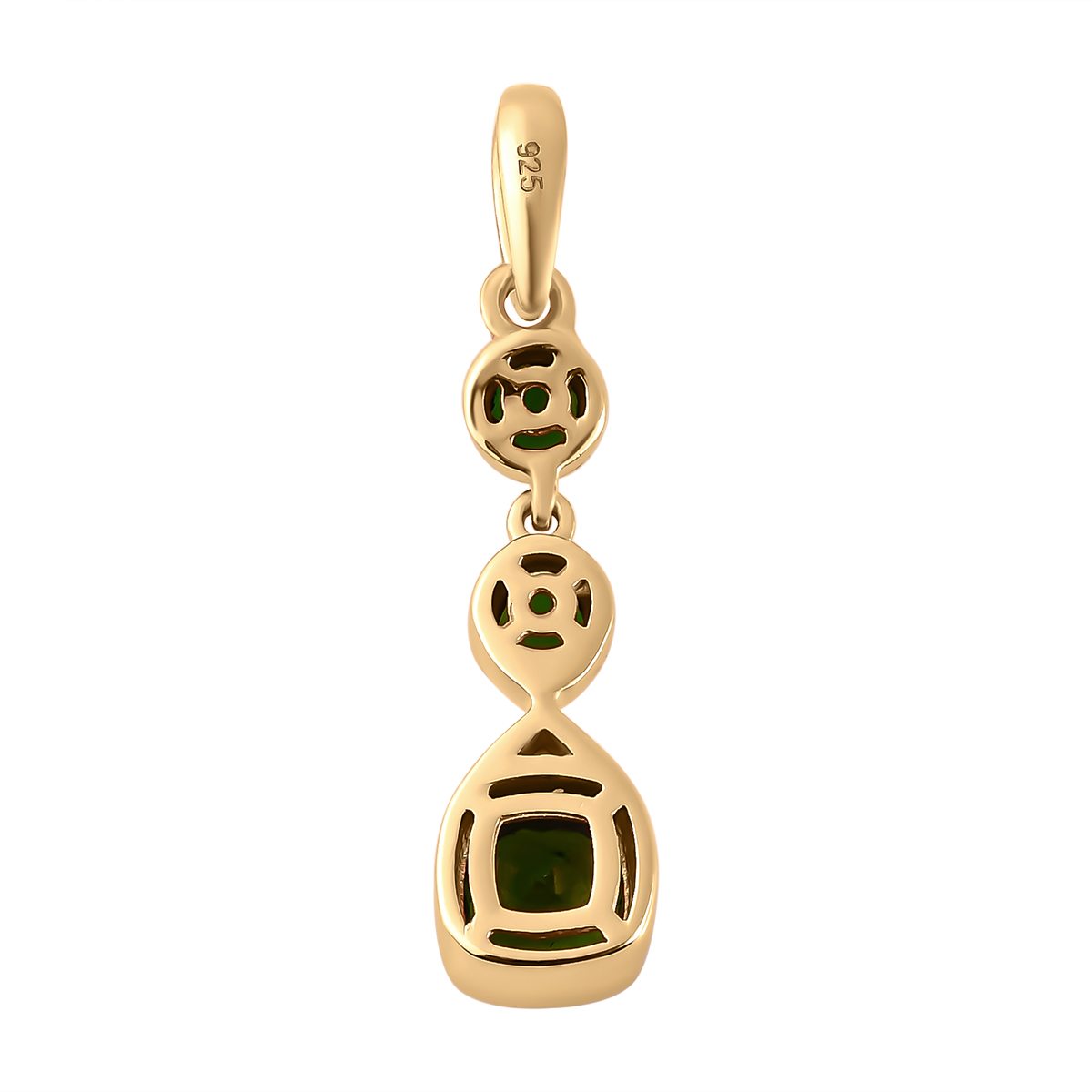 Natürlicher Chromdiopsid Anhänger, 925 Silber vergoldet ca. 1,31 ct