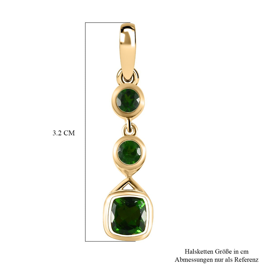 Natürlicher Chromdiopsid Anhänger, 925 Silber vergoldet ca. 1,31 ct