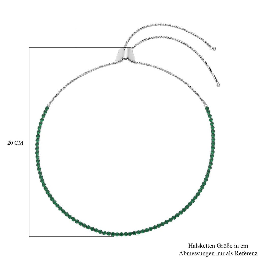 Grüne Zirkonia Halskette, ca. 38 cm, Edelstahl ca. 45,00 ct