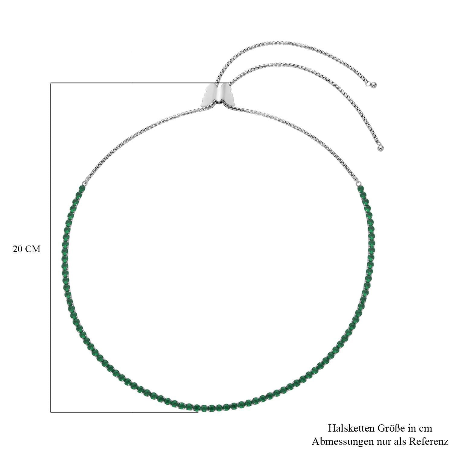 Grüne Zirkonia Halskette, ca. 38 cm, Edelstahl ca. 45,00 ct