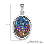 Regenbogen-Drusen Quarz Anhänger, 925 Silber platiniert ca. 3,93 ct