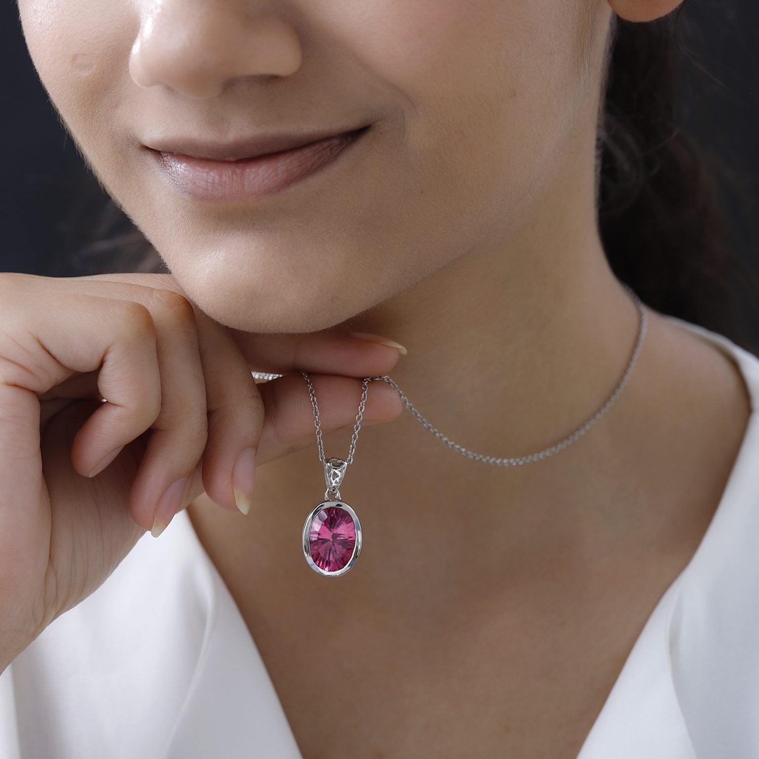 Rosa mystischer Topas Anhänger, 925 Silber platiniert ca. 10,73 ct