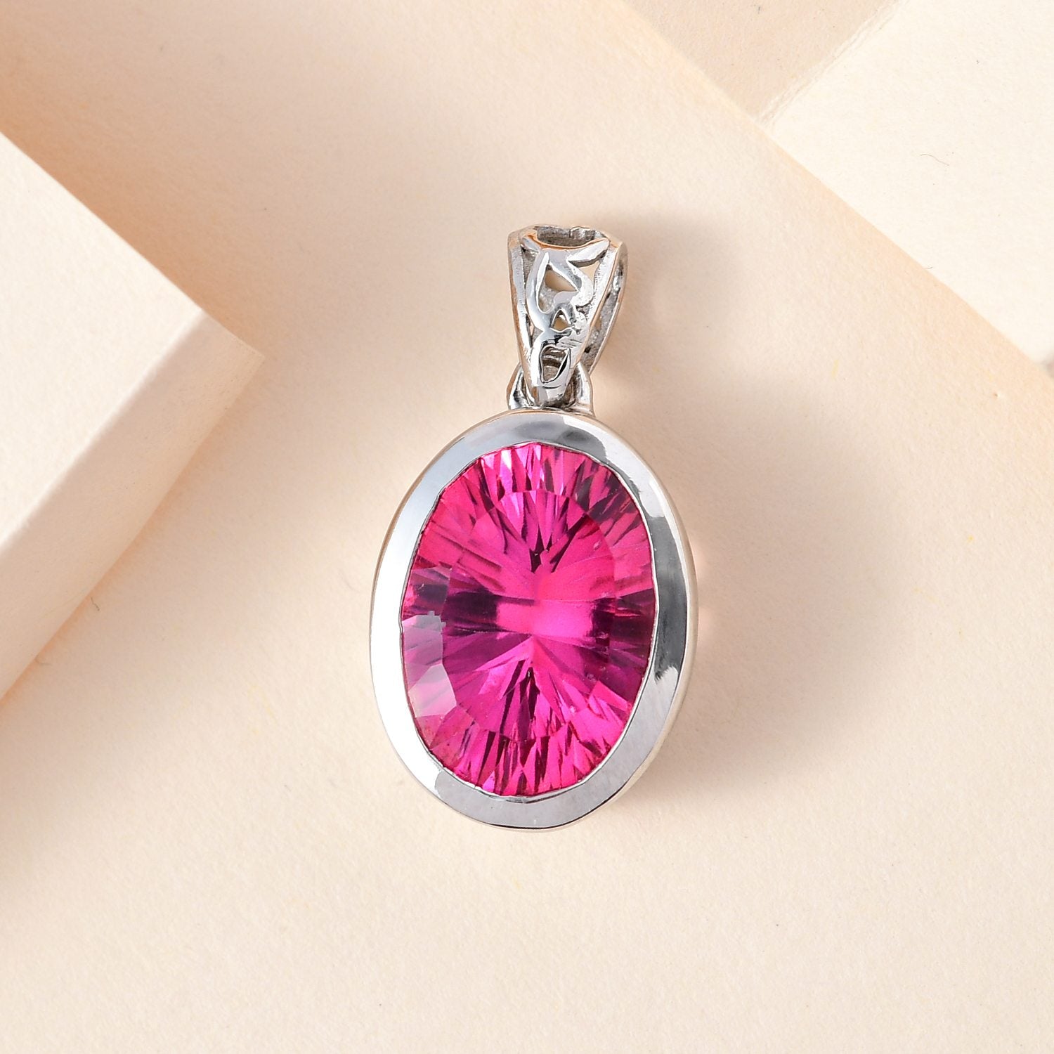 Rosa mystischer Topas Anhänger, 925 Silber platiniert ca. 10,73 ct