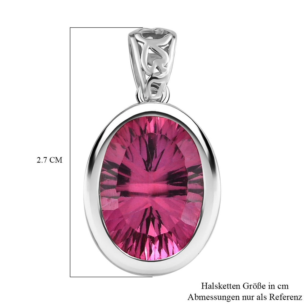 Rosa mystischer Topas Anhänger, 925 Silber platiniert ca. 10,73 ct