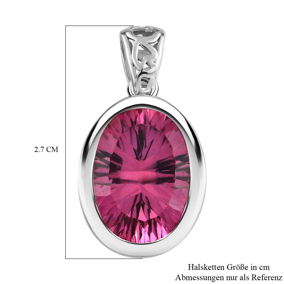 Rosa mystischer Topas Anhänger, 925 Silber platiniert ca. 10,73 ct