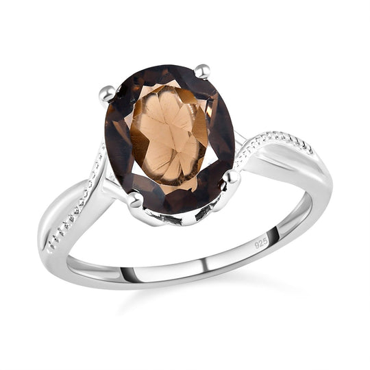 Rauchquarz-Ring, 925 Silber (Größe 18.00) ca. 2.42 ct