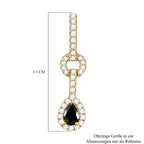 Natürliche Chrom Turmalin und weiße Zirkon-Ohrringe, 925 Silber Gelbgold Vermeil ca. 1.50 ct