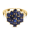 Masoala Saphir und weißer Zirkon Ring, 925 Silber vergoldet (Größe 17.00) ca. 4,02 ct
