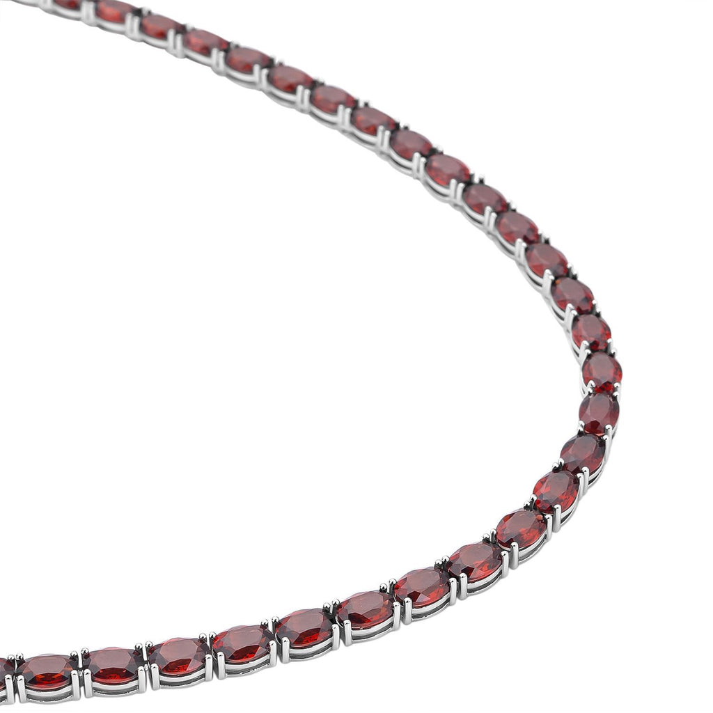 Mosambik Granat Halskette, ca. 45 cm, 925 Silber rhodiniert ca. 61,56 ct