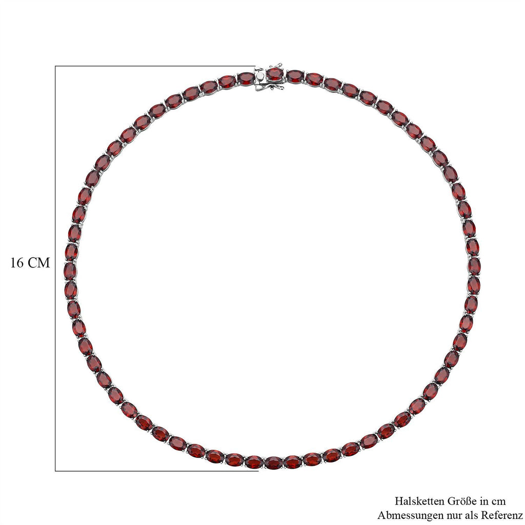 Mosambik Granat Halskette, ca. 45 cm, 925 Silber rhodiniert ca. 61,56 ct
