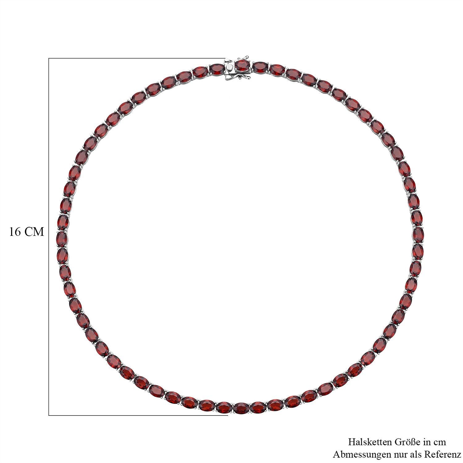 Mosambik Granat Halskette, ca. 45 cm, 925 Silber rhodiniert ca. 61,56 ct