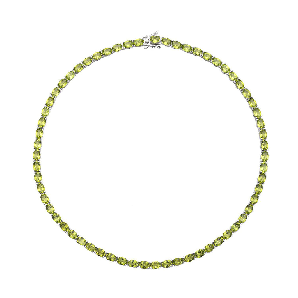 Natürliche, Peridot Halskette, ca. 45 cm, 925 Silber rhodiniert ca. 53.67 ct