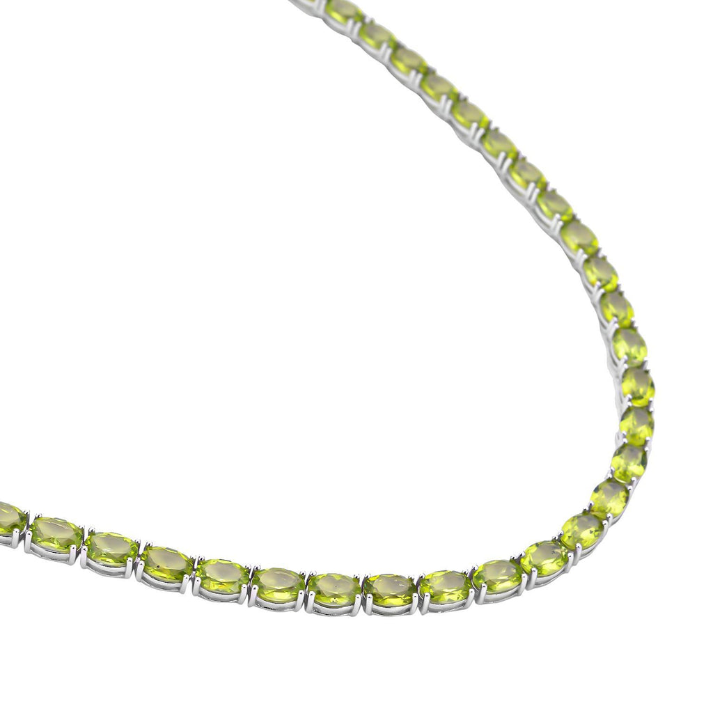 Natürliche, Peridot Halskette, ca. 45 cm, 925 Silber rhodiniert ca. 53.67 ct