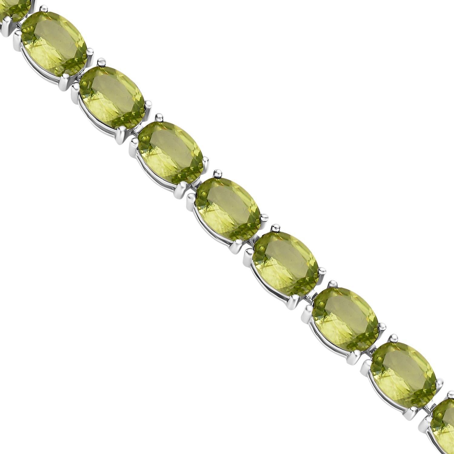 Natürliche, Peridot Halskette, ca. 45 cm, 925 Silber rhodiniert ca. 53.67 ct