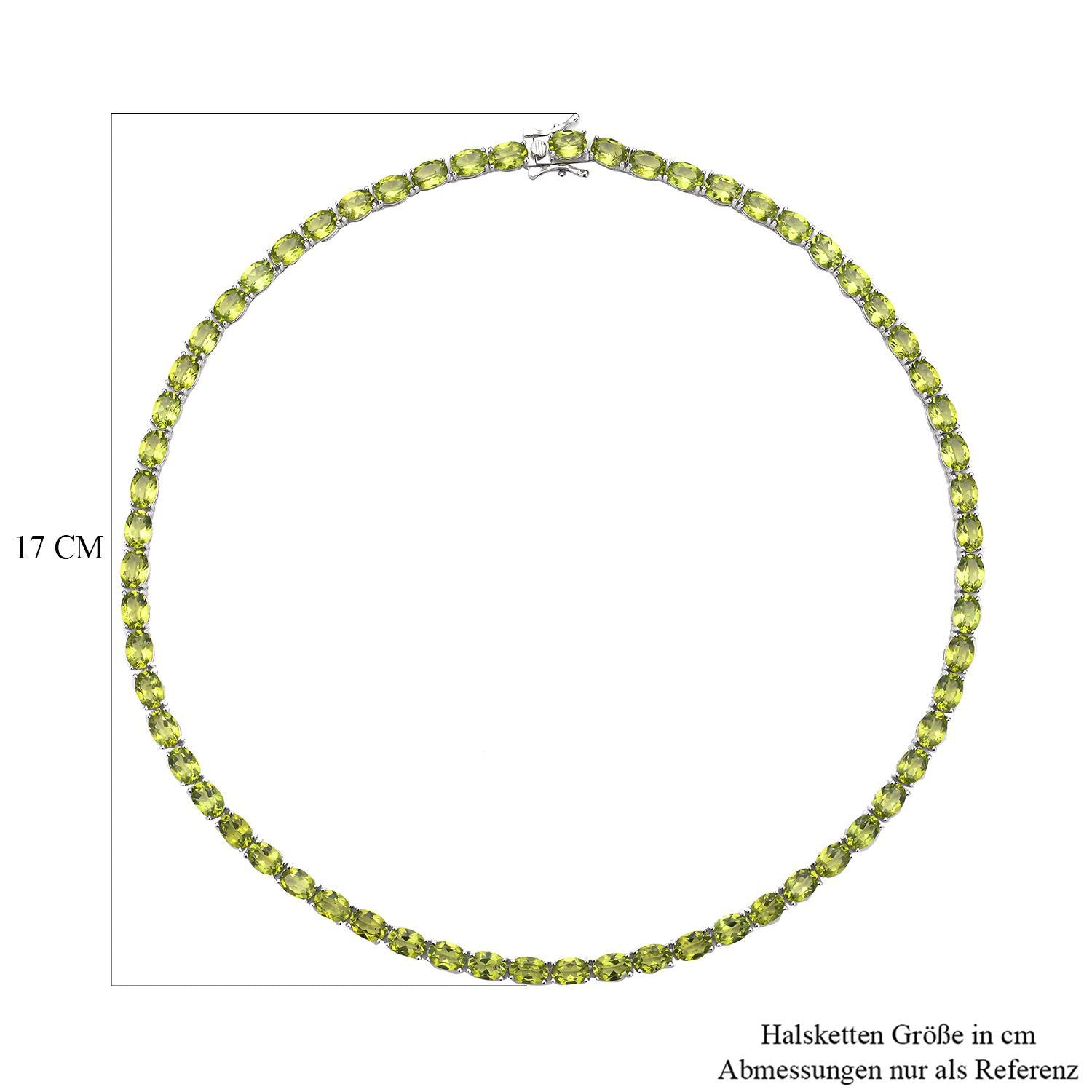 Natürliche, Peridot Halskette, ca. 45 cm, 925 Silber rhodiniert ca. 53.67 ct