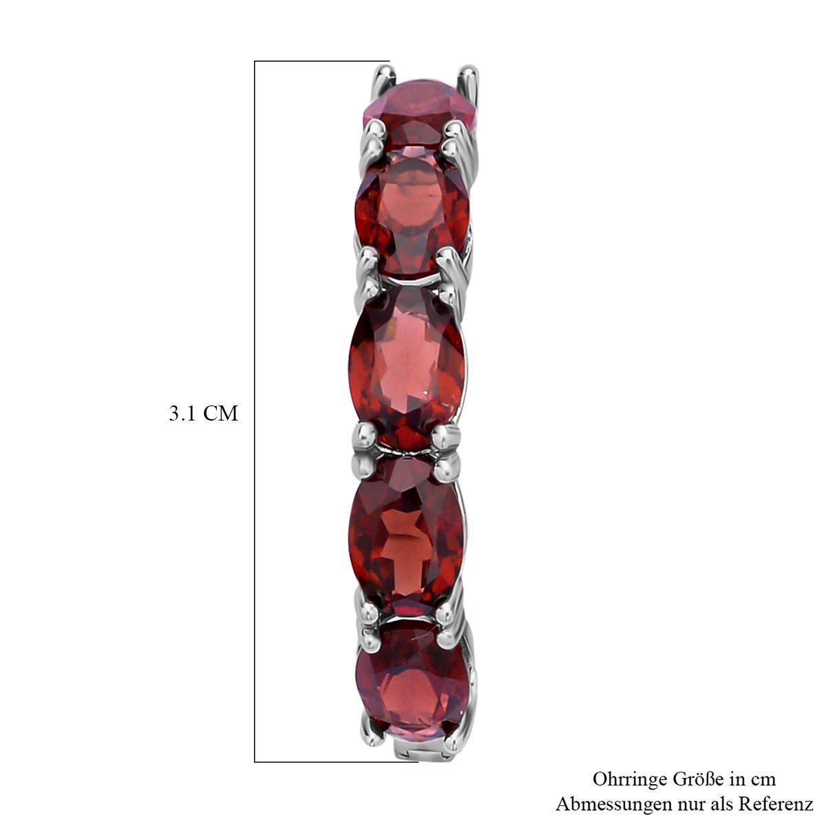 Mosambik Granat-Creolen, 925 Silber rhodiniert ca. 17.67 ct