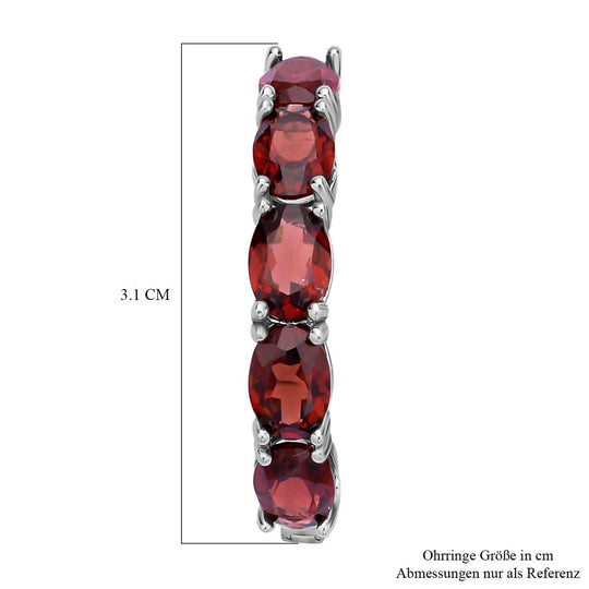 Mosambik Granat-Creolen, 925 Silber rhodiniert ca. 17.67 ct
