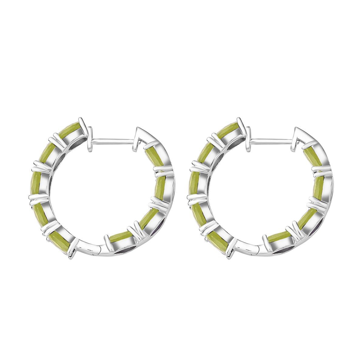 Natürliche Peridot-Creolen, 925 Silber rhodiniert ca. 15.22 ct