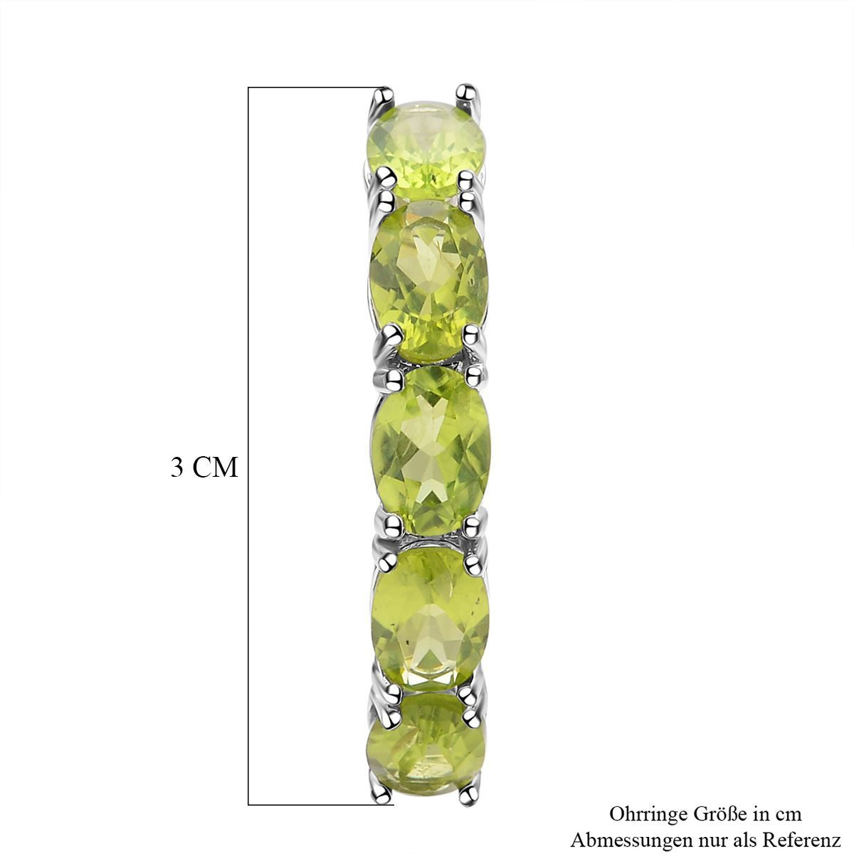 Natürliche Peridot-Creolen, 925 Silber rhodiniert ca. 15.22 ct
