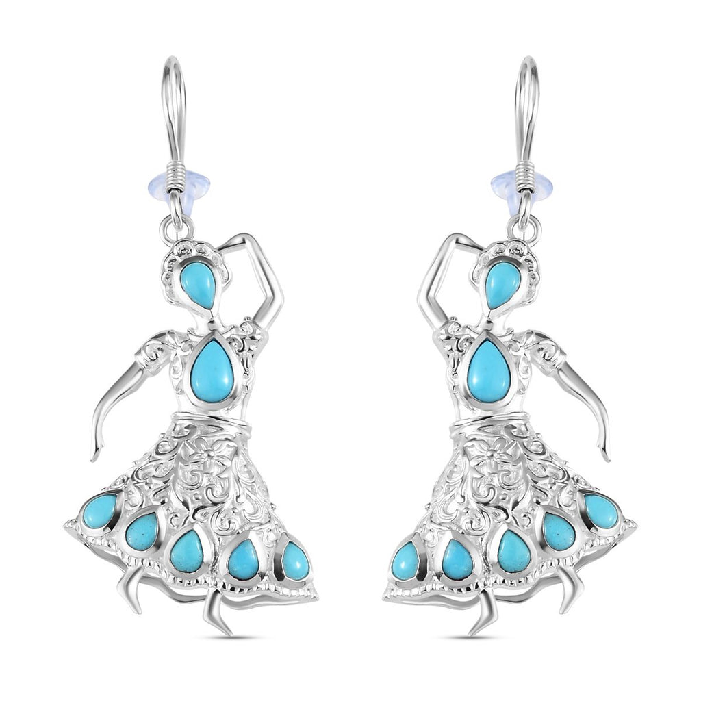 Sleeping Beauty Türkis Ohrringe, 925 Silber ca. 2.71 ct