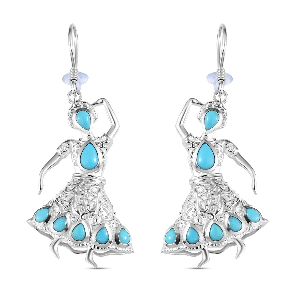 Sleeping Beauty Türkis Ohrringe, 925 Silber ca. 2.71 ct