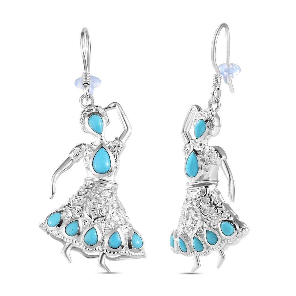 Sleeping Beauty Türkis Ohrringe, 925 Silber ca. 2.71 ct