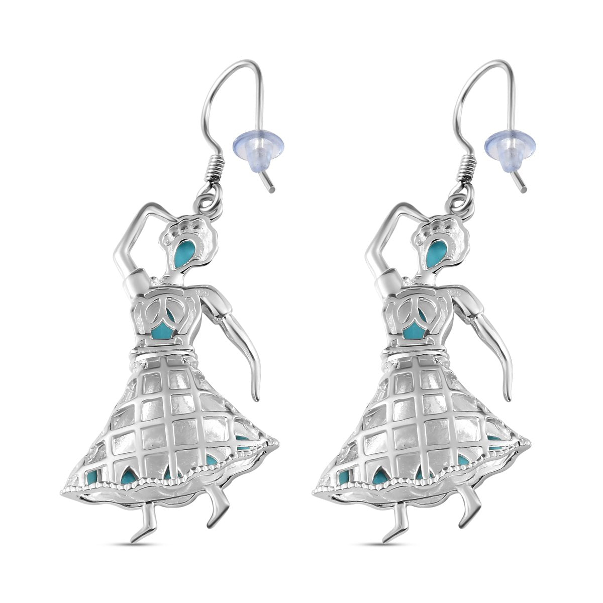 Sleeping Beauty Türkis Ohrringe, 925 Silber ca. 2.71 ct